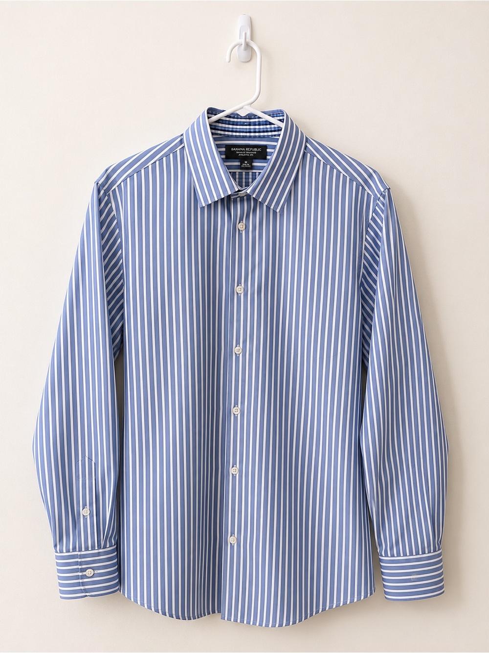 Banana Republic Blue & White Vertical Stripe Dress Shirt